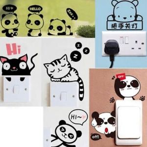 Removable Funny Cat Switch Sticker Black Art Decal Wall Poster Vinyl Home Decor